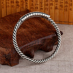 Fortune Jewel Retro Heart Sutra Twisted Design Pattern Balance Bracelet Bangle