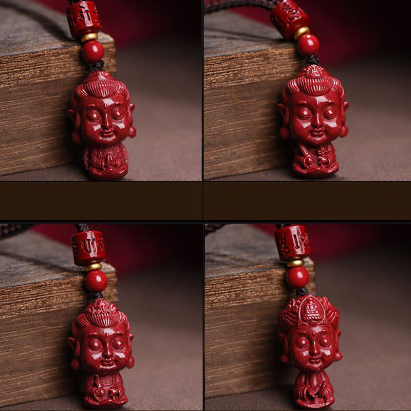 Fortune Jewel Chinese Zodiac Natal Buddha Natural Cinnabar Amulet Keep Away Evil Spirits Necklace Pendant