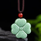 Fortune Jewel Natural Lucky Four Leaf Clover Jade Prosperity Necklace Pendant