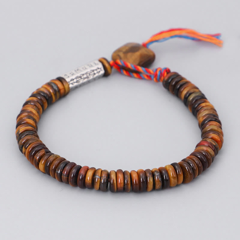 Fortune Jewel Tibetan Tiger Eye Om Mani Padme Hum Protection Power Bracelet