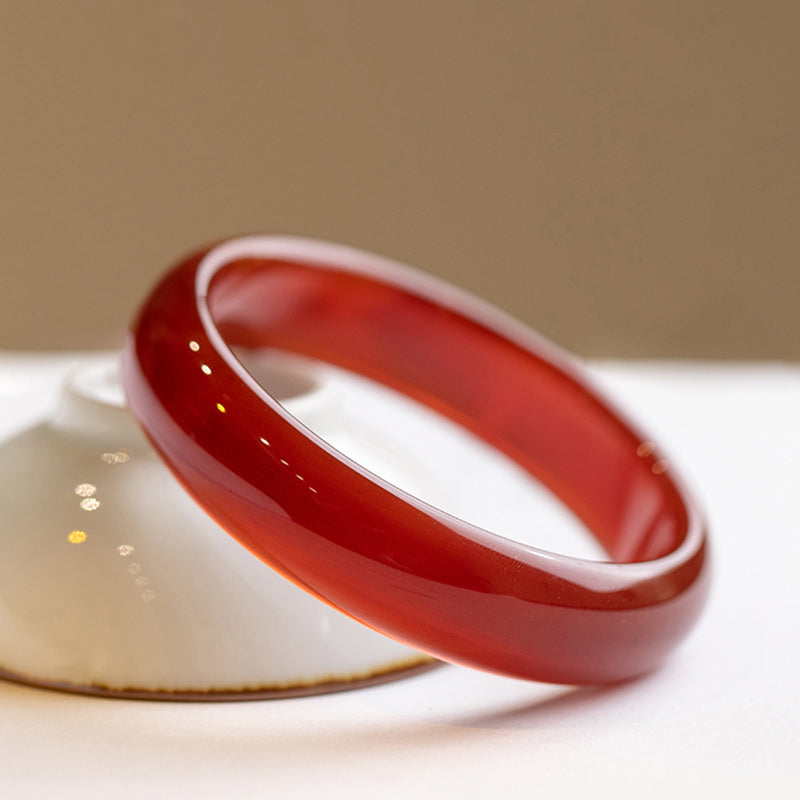 Fortune Jewel Natural Red Agate Confidence Bracelet Bangle