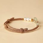 Fortune Jewel Natural Hetian Jade Pearl Peace Buckle Luck Bracelet