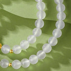 Fortune Jewel 925 Sterling Silver Natural White Agate Cinnabar Double Wrap Protection Bracelet