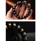 Buddha Stones Tibetan Ebony Wood Om Mani Padme Hum Engraved Peace Bracelet