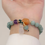 Fortune Jewel Cyan Jade Lotus Pumpkin Wish Peace Buckle Amethyst Crystal Healing Bracelet