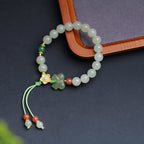 Fortune Jewel 925 Sterling Silver Jade Luck Flower Butterfly Bracelet