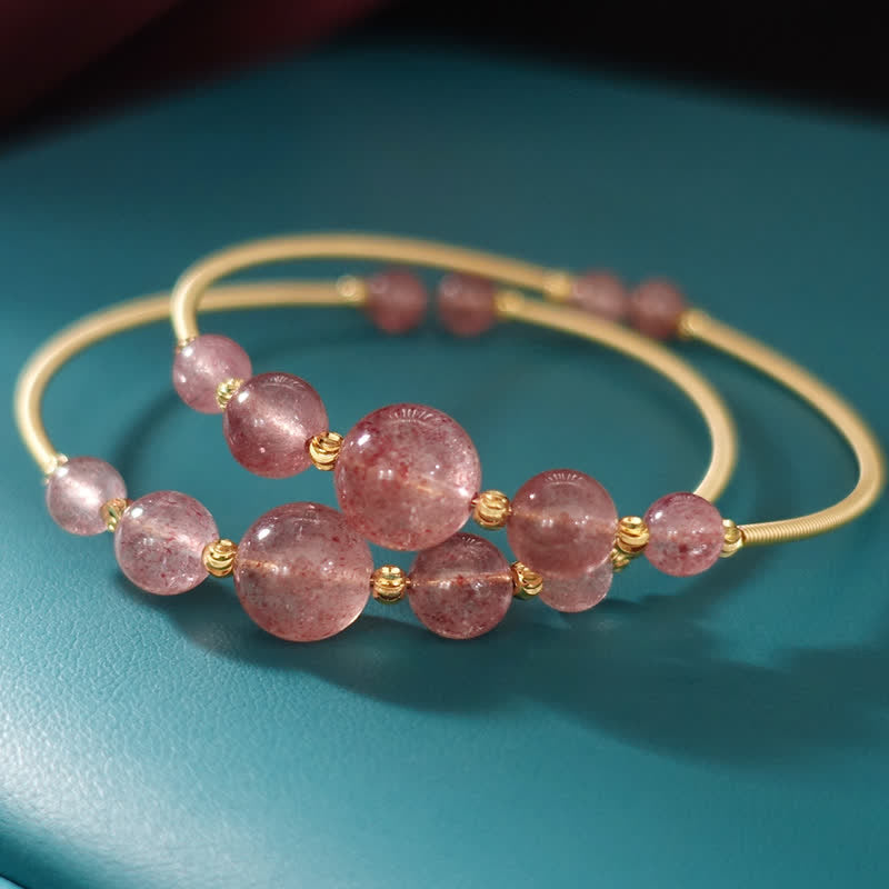 Fortune Jewel Natural Strawberry Quartz Love Healing Bracelet Bangle