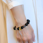 Fortune Jewel Natural Silver Sheen Obsidian Dragon Green Phantom Protection Bracelet