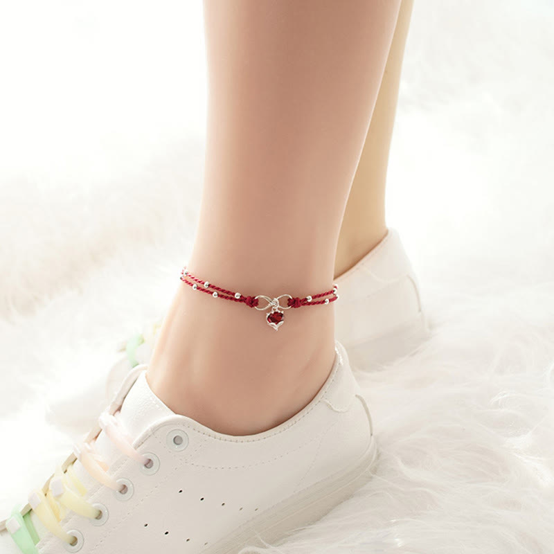 Fortune Jewel Love Heart Infinity Symbol Braided String Anklet