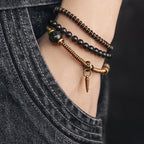 Fortune Jewel Rainbow Obsidian Ebony Wood Copper Healing Triple Wrap Bracelet