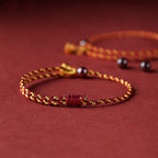 Fortune Jewel Handcrafted Red Gold Rope Lotus Peace And Joy Charm Braid Bracelet