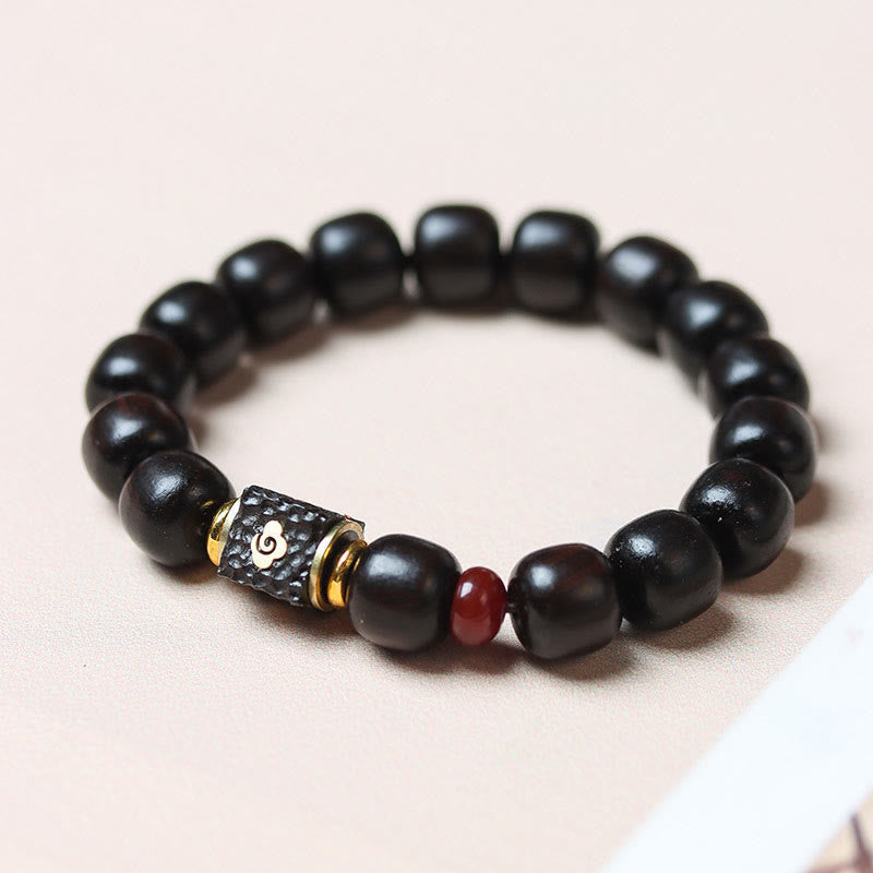 Fortune Jewel Ebony Wood Auspicious Clouds Engraved Calm Bracelet