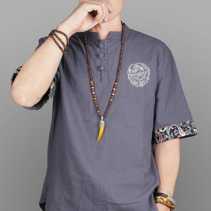 Fortune Jewel Wenge Wood Turquoise Stone Horn Style Protection Meditation Necklace Pendant