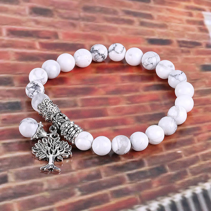 Fortune Jewel Natural Gemstone Tree of Life Lucky Charm Stretch Bracelet