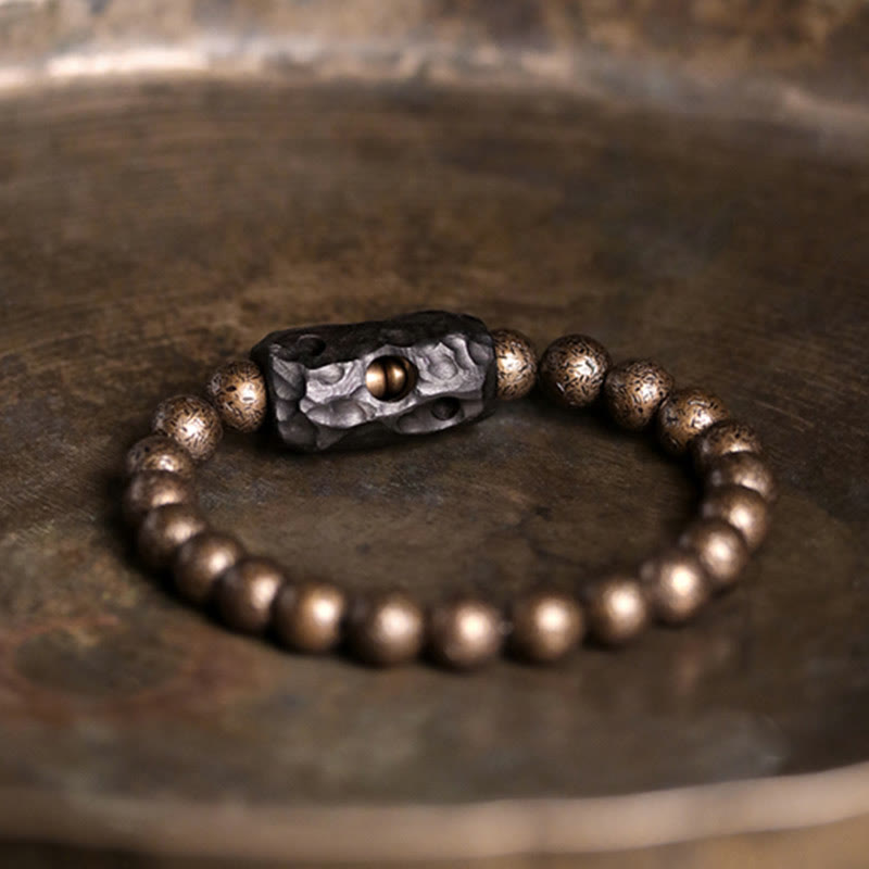 Fortune Jewel Tibet Ebony Wood Copper Peace Balance Beaded Bracelet