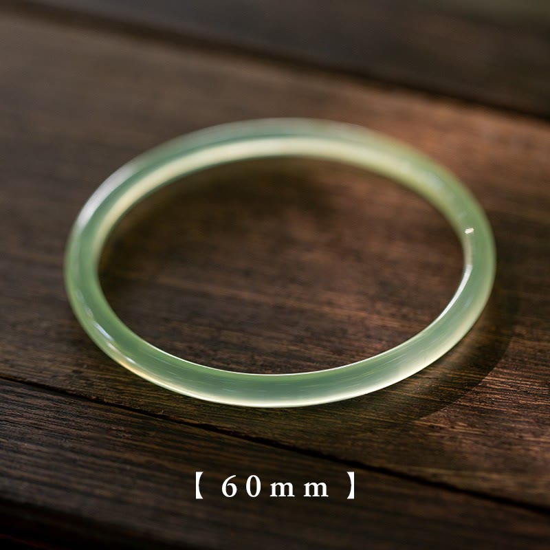 Fortune Jewel Natural Green Chalcedony Strength Courage Cuff Bangle Bracelet