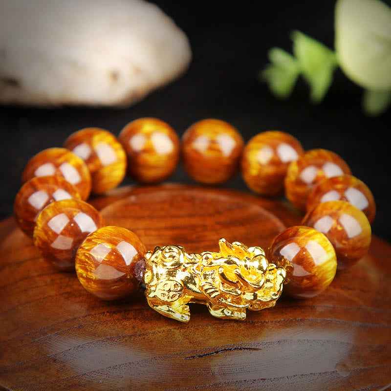 Fortune Jewel Lucky Golden Tiger Eye Abundant Pixiu Bracelet