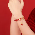Fortune Jewel Year of the Dragon Dumpling Natural Red Agate Garnet Hetian Jade Fu Character Luck Success Bracelet