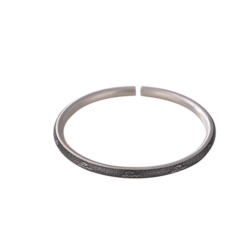 Fortune Jewel Vintage 999 Sterling Silver Auspicious Clouds Design Luck Bracelet Bangle