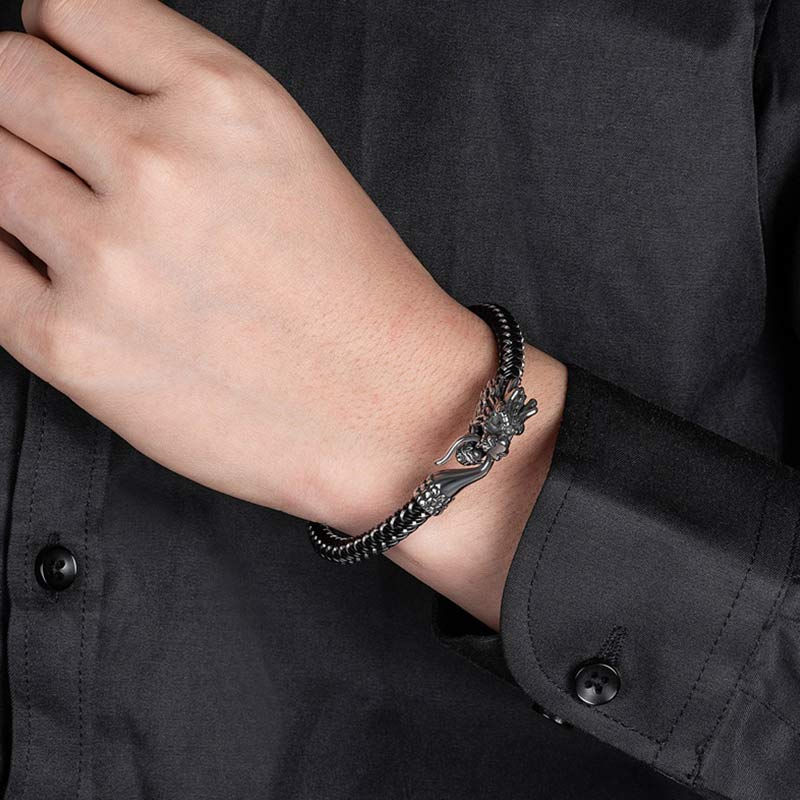 Fortune Jewel Dragon Titanium Steel Protection Luck Bracelet Fortune Jewel