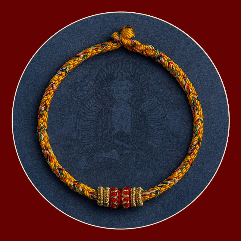 Fortune Jewel Tibet Handmade Chinese Zodiac Natal Buddha Luck Strength Braided String Bracelet