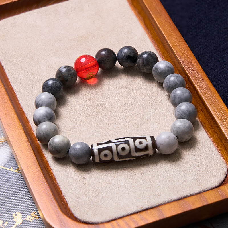 Fortune Jewel Tibetan Nine-Eye Dzi Bead Picasso Jasper Positive Bracelet