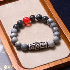 Fortune Jewel Tibetan Nine-Eye Dzi Bead Picasso Jasper Positive Bracelet
