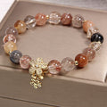Fortune Jewel Multicolored Rutilated Quartz Citrine Wealth Protection Flower Bracelet