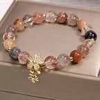 Fortune Jewel Multicolored Rutilated Quartz Citrine Wealth Protection Flower Bracelet