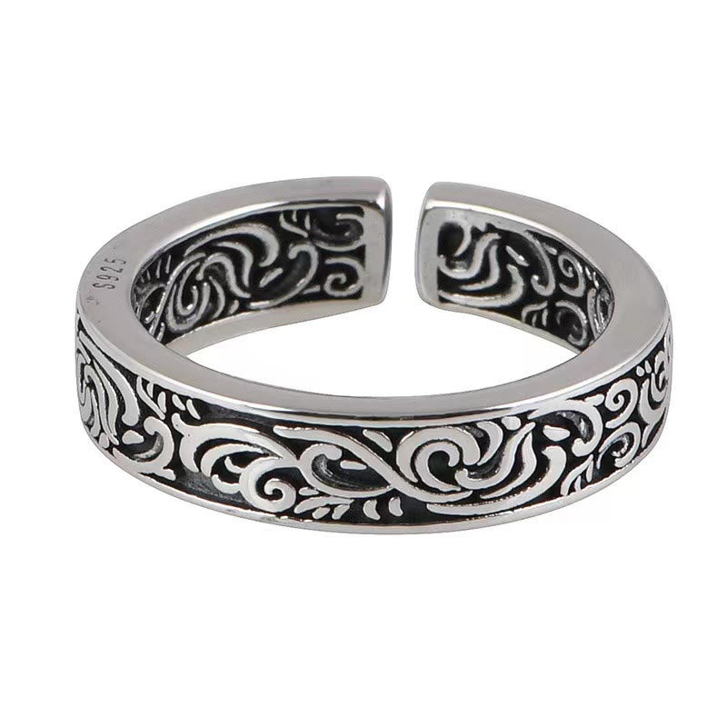 Fortune Jewel Tang Dynasty Flower Design Copper Luck Adjustable Ring