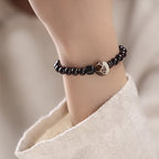 Fortune Jewel Small Leaf Red Sandalwood Lotus Bodhi Seed Carved Protection Double Wrap Bracelet