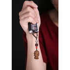 Buddha Stones Chinese Zodiac Natal Buddha Green Sandalwood Om Mani Padme Hum Peace Key Chain