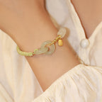Fortune Jewel Natural Hetian Jade Bead Double Peace Buckle Fu Character Abundance Braided Bracelet