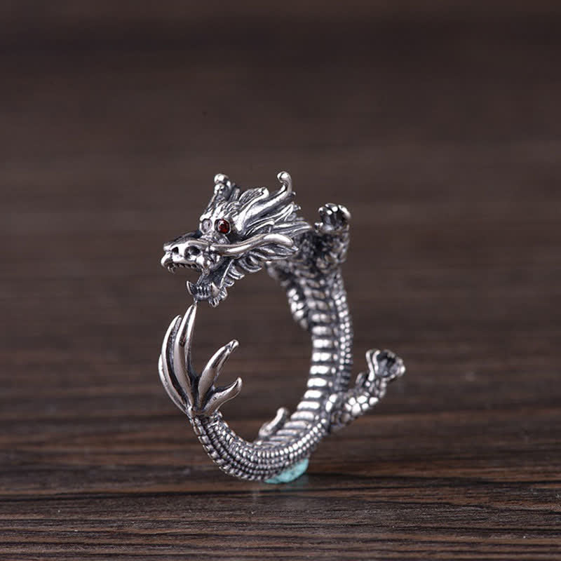 Fortune Jewel 925 Sterling Silver Dragon Luck Protection Ring Fortune Jewel