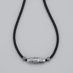Fortune Jewel 999 Sterling Silver Nine-Eye Dzi Bead Pattern Protection Rope Necklace Pendant