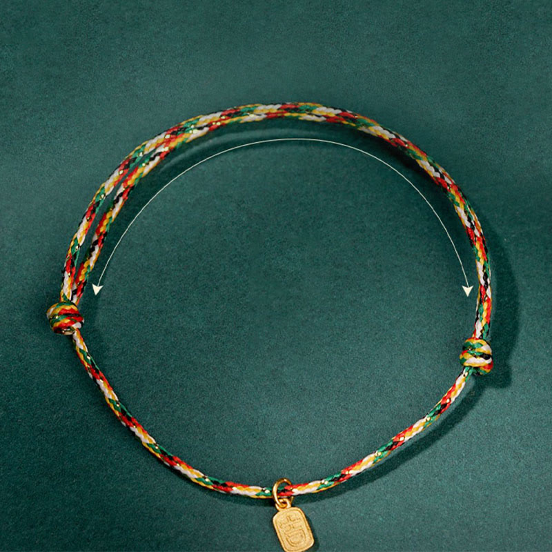 Fortune Jewel Auspicious Fu Character Peace And Joy Luck Handmade Multicolored Child Adult Bracelet