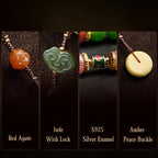 Fortune Jewel 108 Mala Beads Cyan Jade Red Agate Laughing Buddha Luck Bracelet Fortune Jewel