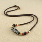 Fortune Jewel Tibetan Nine-Eye Dzi Bead Protection Blessings String Necklace Pendant