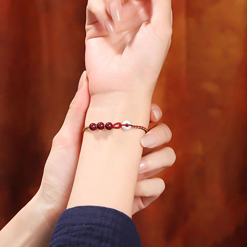 Fortune Jewel Natural Cinnabar Jade Peace Buckle Blessing Bracelet