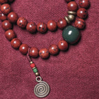 Fortune Jewel Bodhi Seed Cyan Jade Copper Peace Luck Bracelet