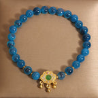 Fortune Jewel Blue Candy Agate Chinese Lock Charm Healing Bracelet