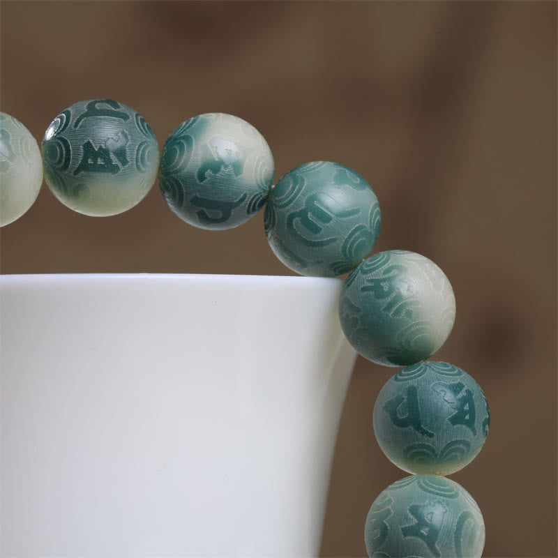 Fortune Jewel Bodhi Seed Om Mani Padme Hum Engraved Keep Away Evil Spirits Bracelet
