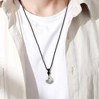 Fortune Jewel 925 Sterling Silver Natural Hetian Jade Peace Buckle Prosperity Necklace Pendant