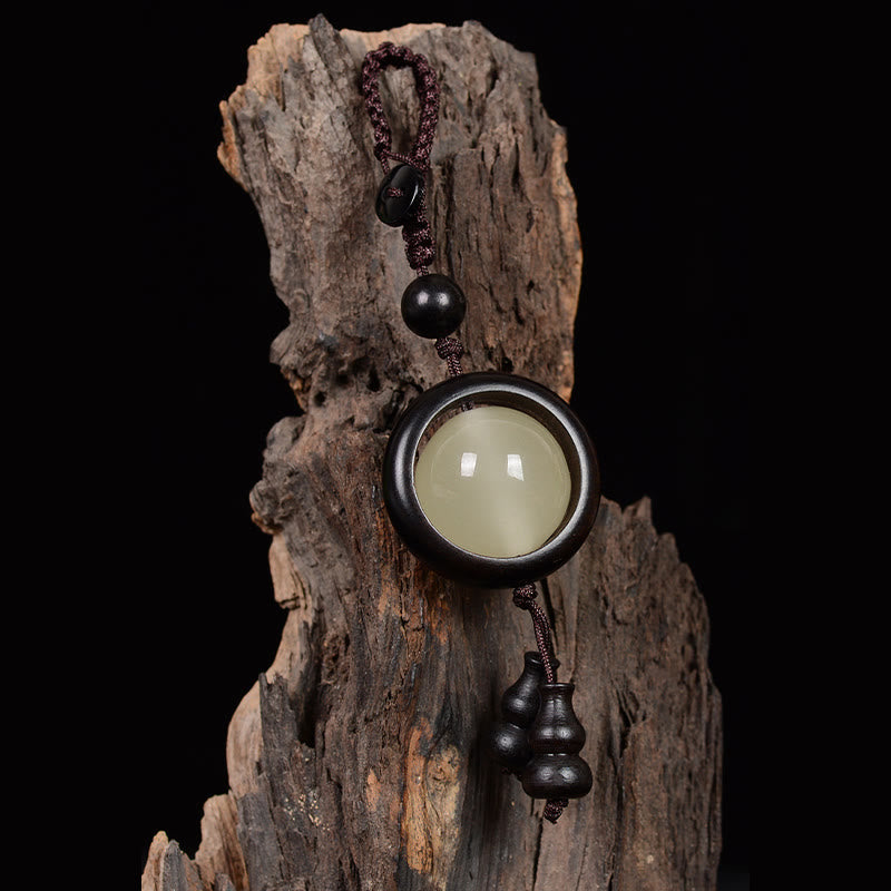 Fortune Jewel Red Sandalwood Ebony Wood Green Sandalwood Luminous Lucky Bead Gourd Peace Key Chain