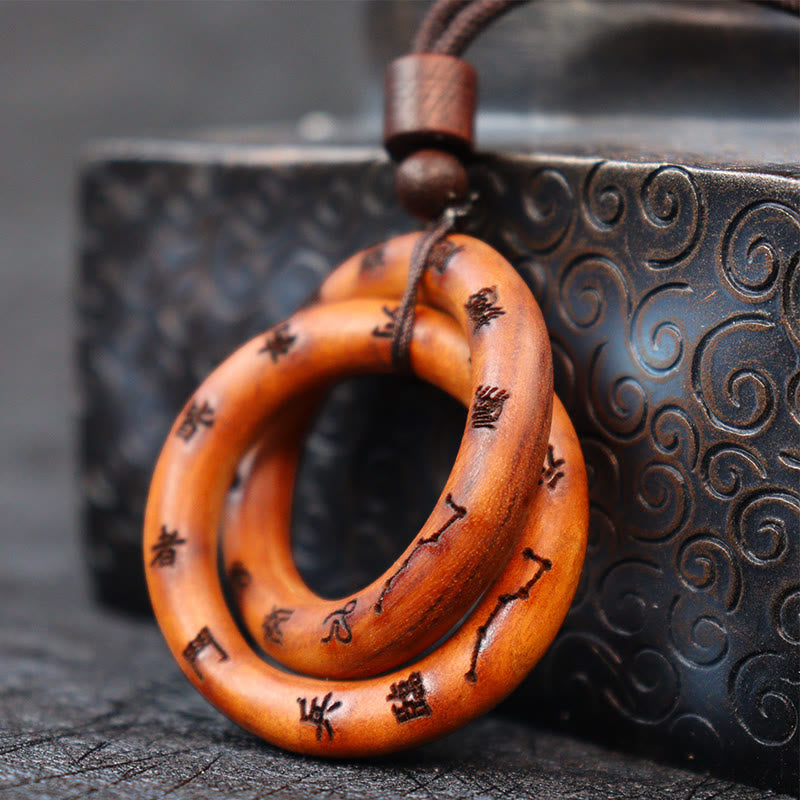Fortune Jewel Lightning Struck Jujube Wood Taoist Yin Yang Ring Qiankun Circle Leizu Taboo Luck Necklace Pendant Fortune Jewel