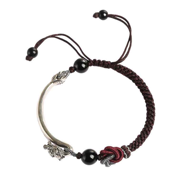 Fortune Jewel 925 Sterling Silver Auspicious Dragon Success Handcrafted Braided Bracelet
