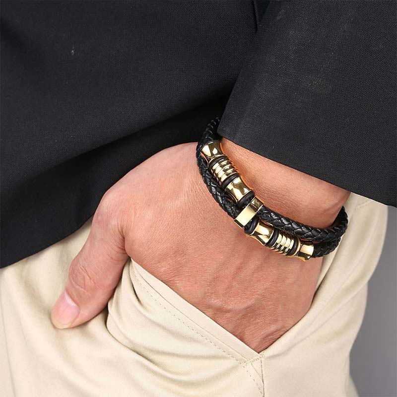 Fortune Jewel Layered Leather Weave Fortune Bracelet