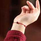 Fortune Jewel Natural Lucky Cinnabar Bead Blessing String Bracelet Anklet