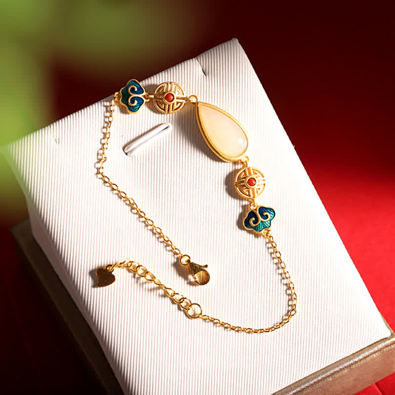 Fortune Jewel 925 Sterling Silver Hetian White Jade Water Drop Chain Necklace Pendant Bracelet