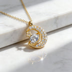 925 Sterling Silver Planet Moon Star Necklace – White Gold Color Collarbone Chain for Women, Gift for Girlfriend & Best Friend